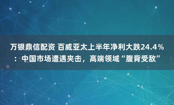 万银鼎信配资 百威亚太上半年净利大跌24.4％：中国市场遭遇夹击，高端领域“腹背受敌”
