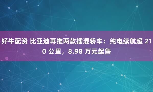 好牛配资 比亚迪再推两款插混轿车：纯电续航超 210 公里，8.98 万元起售